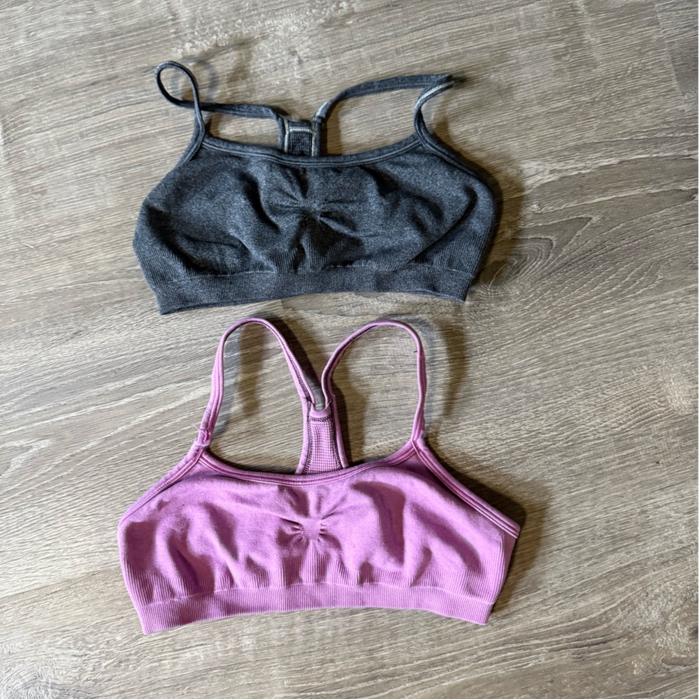 Women's Pink and Gray Bralette Set